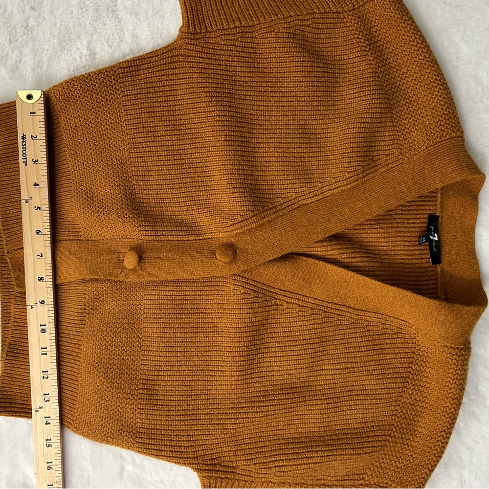 7 For All Mankind Mustard Button-Front Ribbed Cardigan - Picture 9 of 11